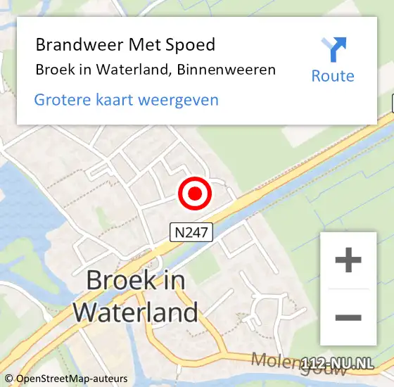 Locatie op kaart van de 112 melding: Brandweer Met Spoed Naar Broek in Waterland, Binnenweeren op 28 december 2023 21:57
