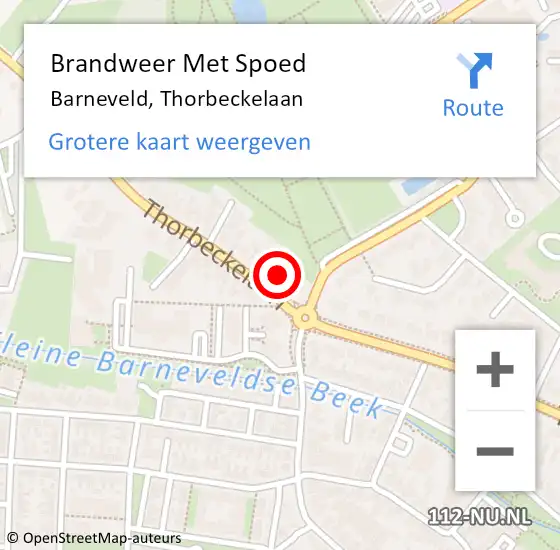 Locatie op kaart van de 112 melding: Brandweer Met Spoed Naar Barneveld, Thorbeckelaan op 28 december 2023 23:28