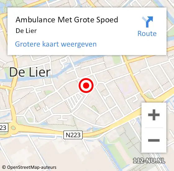 Locatie op kaart van de 112 melding: Ambulance Met Grote Spoed Naar De Lier op 29 december 2023 03:00