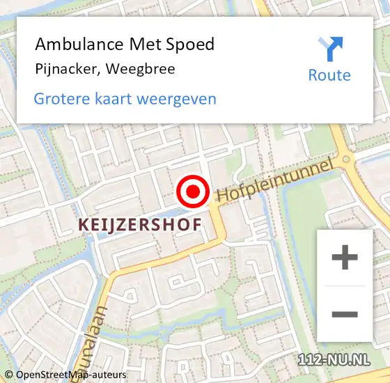 Locatie op kaart van de 112 melding: Ambulance Met Spoed Naar Pijnacker, Weegbree op 29 december 2023 04:05