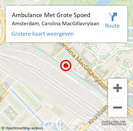 Locatie op kaart van de 112 melding: Ambulance Met Grote Spoed Naar Amsterdam, Carolina MacGillavrylaan op 29 december 2023 04:36