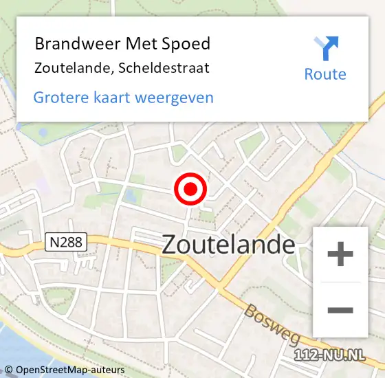 Locatie op kaart van de 112 melding: Brandweer Met Spoed Naar Zoutelande, Scheldestraat op 29 december 2023 04:52