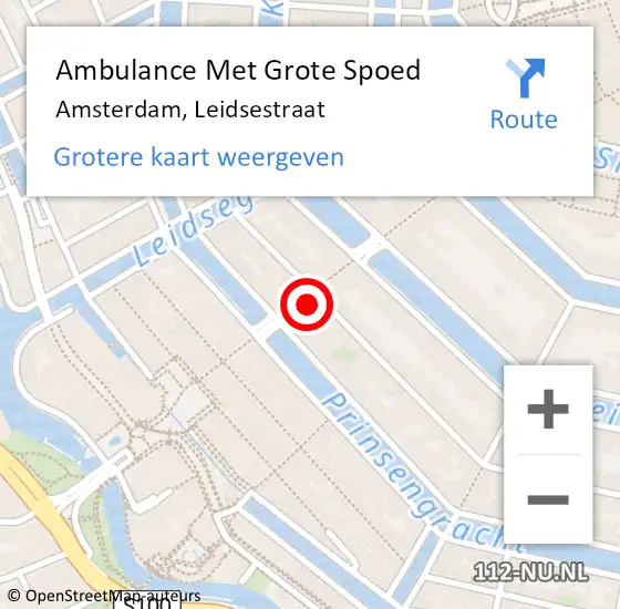 Locatie op kaart van de 112 melding: Ambulance Met Grote Spoed Naar Amsterdam, Leidsestraat op 29 december 2023 06:24
