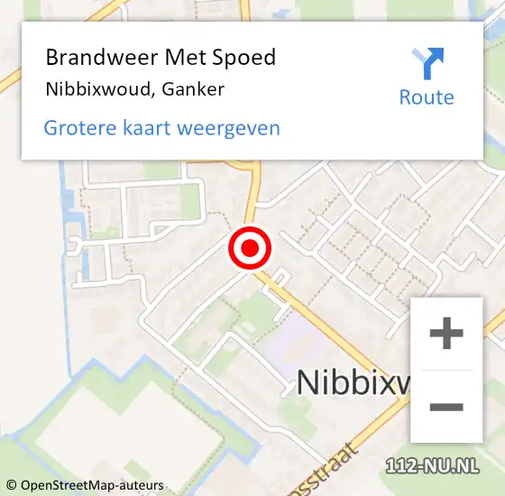 Locatie op kaart van de 112 melding: Brandweer Met Spoed Naar Nibbixwoud, Ganker op 29 december 2023 08:24