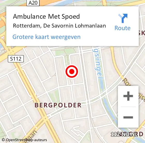 Locatie op kaart van de 112 melding: Ambulance Met Spoed Naar Rotterdam, De Savornin Lohmanlaan op 29 december 2023 09:15