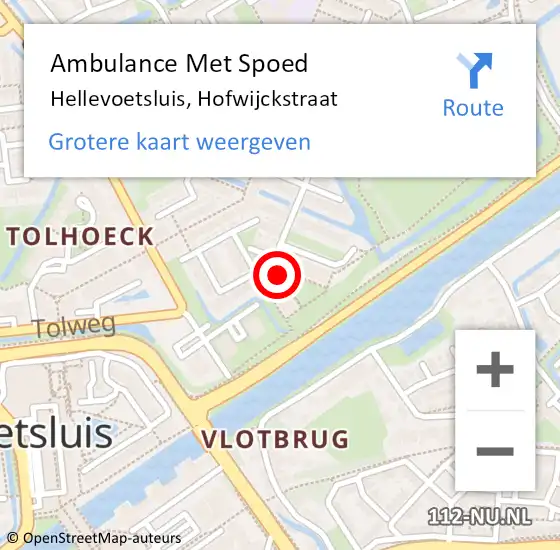 Locatie op kaart van de 112 melding: Ambulance Met Spoed Naar Hellevoetsluis, Hofwijckstraat op 29 december 2023 09:45