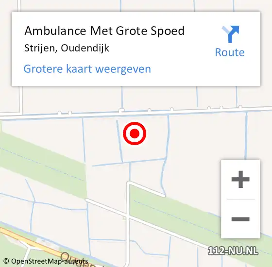 Locatie op kaart van de 112 melding: Ambulance Met Grote Spoed Naar Strijen, Oudendijk op 29 december 2023 10:24