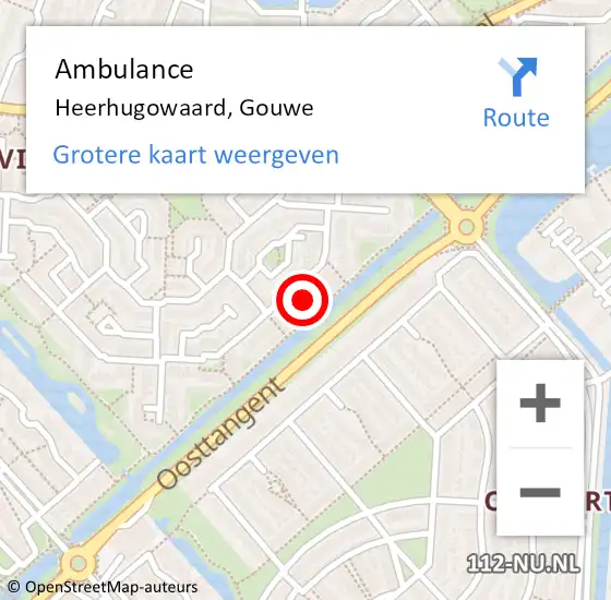 Locatie op kaart van de 112 melding: Ambulance Heerhugowaard, Gouwe op 29 december 2023 10:28