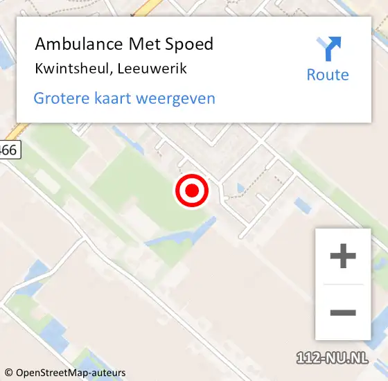 Locatie op kaart van de 112 melding: Ambulance Met Spoed Naar Kwintsheul, Leeuwerik op 29 december 2023 10:37