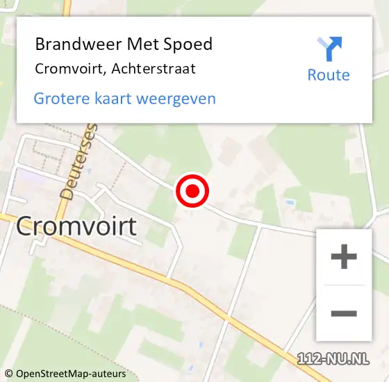 Locatie op kaart van de 112 melding: Brandweer Met Spoed Naar Cromvoirt, Achterstraat op 29 december 2023 11:28