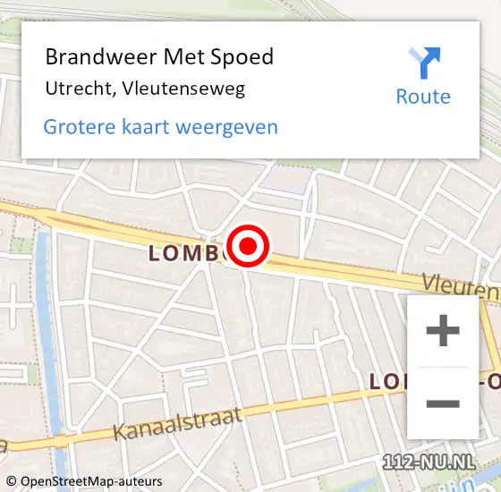 Locatie op kaart van de 112 melding: Brandweer Met Spoed Naar Utrecht, Vleutenseweg op 29 december 2023 11:31