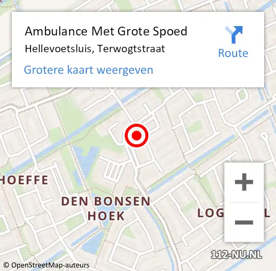 Locatie op kaart van de 112 melding: Ambulance Met Grote Spoed Naar Hellevoetsluis, Terwogtstraat op 29 december 2023 11:57