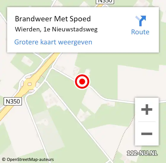 Locatie op kaart van de 112 melding: Brandweer Met Spoed Naar Wierden, 1e Nieuwstadsweg op 29 december 2023 12:14