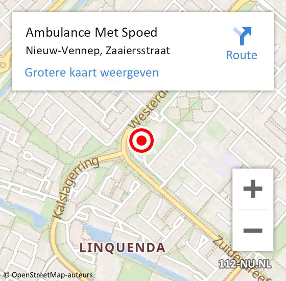 Locatie op kaart van de 112 melding: Ambulance Met Spoed Naar Nieuw-Vennep, Zaaiersstraat op 29 december 2023 12:59