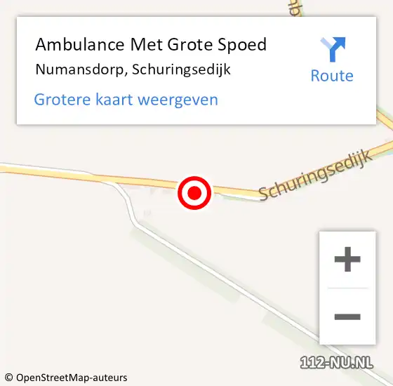 Locatie op kaart van de 112 melding: Ambulance Met Grote Spoed Naar Numansdorp, Schuringsedijk op 29 december 2023 13:36