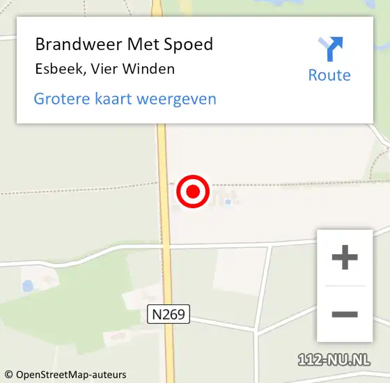 Locatie op kaart van de 112 melding: Brandweer Met Spoed Naar Esbeek, Vier Winden op 29 december 2023 13:49