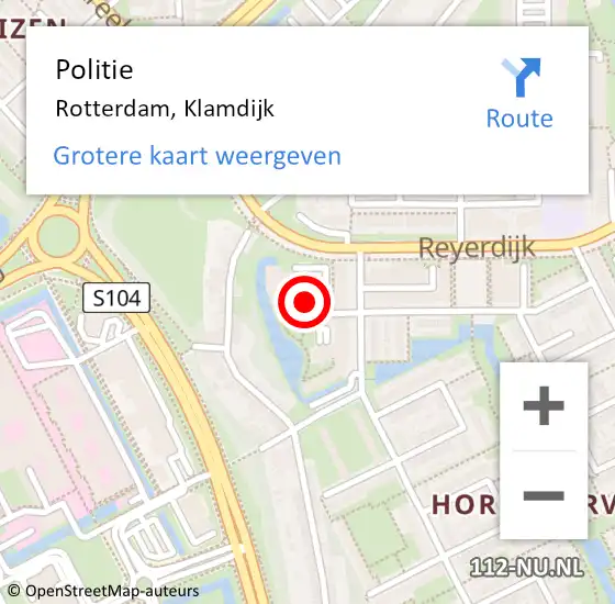 Locatie op kaart van de 112 melding: Politie Rotterdam, Klamdijk op 29 december 2023 14:05