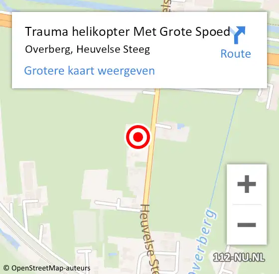 Locatie op kaart van de 112 melding: Trauma helikopter Met Grote Spoed Naar Overberg, Heuvelse Steeg op 29 december 2023 14:07