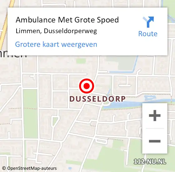 Locatie op kaart van de 112 melding: Ambulance Met Grote Spoed Naar Limmen, Dusseldorperweg op 29 december 2023 14:14