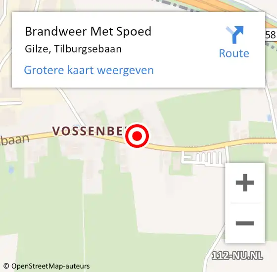 Locatie op kaart van de 112 melding: Brandweer Met Spoed Naar Gilze, Tilburgsebaan op 29 december 2023 14:15