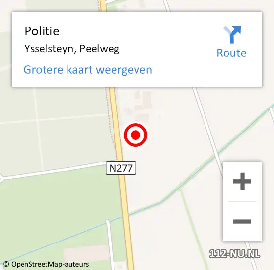 Locatie op kaart van de 112 melding: Politie Ysselsteyn, Peelweg op 29 december 2023 14:26