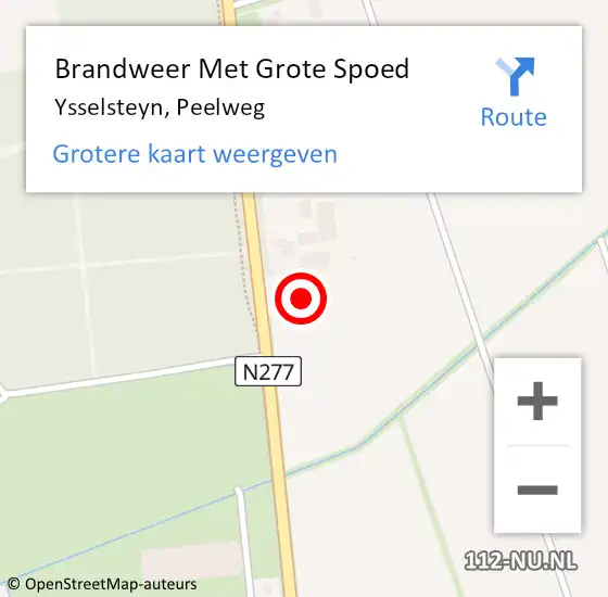 Locatie op kaart van de 112 melding: Brandweer Met Grote Spoed Naar Ysselsteyn, Peelweg op 29 december 2023 14:26