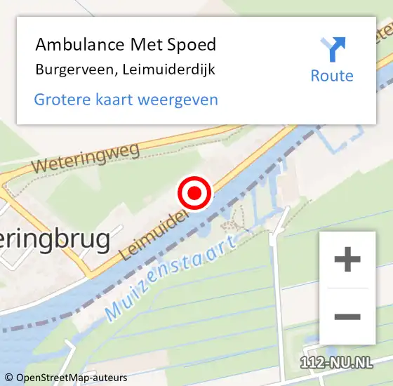 Locatie op kaart van de 112 melding: Ambulance Met Spoed Naar Burgerveen, Leimuiderdijk op 29 december 2023 14:37