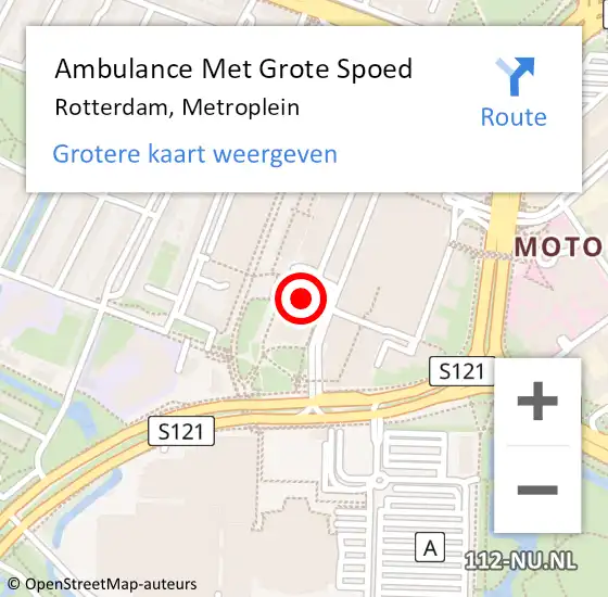 Locatie op kaart van de 112 melding: Ambulance Met Grote Spoed Naar Rotterdam, Metroplein op 29 december 2023 15:33