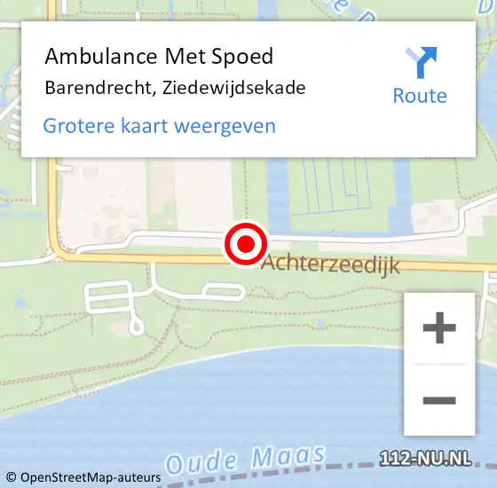 Locatie op kaart van de 112 melding: Ambulance Met Spoed Naar Barendrecht, Ziedewijdsekade op 29 december 2023 15:57