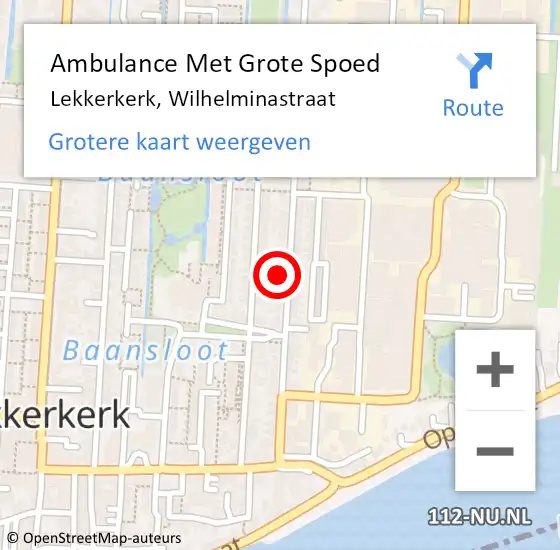 Locatie op kaart van de 112 melding: Ambulance Met Grote Spoed Naar Lekkerkerk, Wilhelminastraat op 29 december 2023 16:02