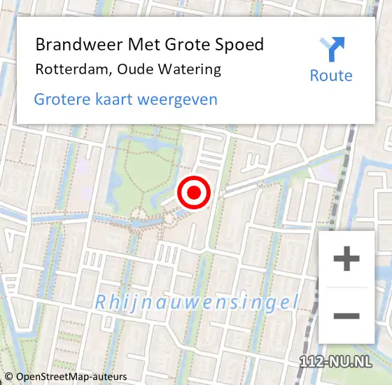 Locatie op kaart van de 112 melding: Brandweer Met Grote Spoed Naar Rotterdam, Oude Watering op 29 december 2023 16:12