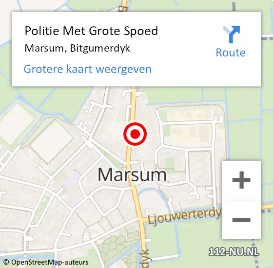 Locatie op kaart van de 112 melding: Politie Met Grote Spoed Naar Marsum, Bitgumerdyk op 29 december 2023 16:23