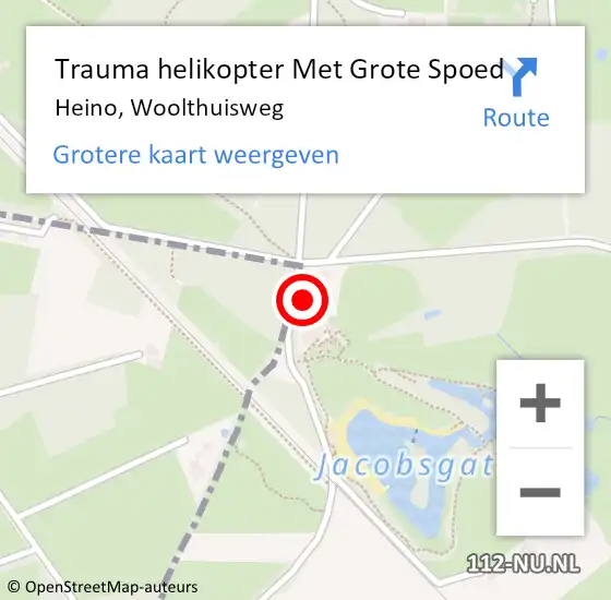 Locatie op kaart van de 112 melding: Trauma helikopter Met Grote Spoed Naar Heino, Woolthuisweg op 29 december 2023 16:28