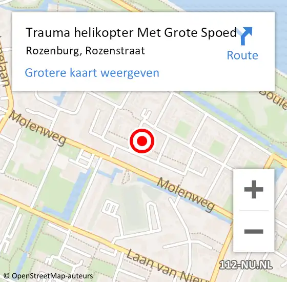 Locatie op kaart van de 112 melding: Trauma helikopter Met Grote Spoed Naar Rozenburg, Rozenstraat op 29 december 2023 17:15
