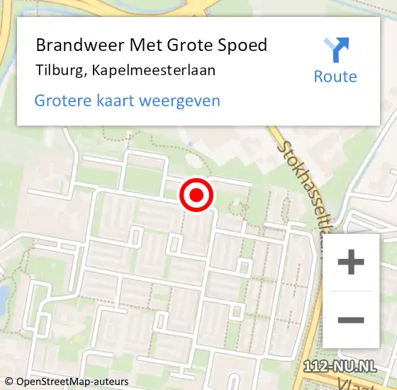 Locatie op kaart van de 112 melding: Brandweer Met Grote Spoed Naar Tilburg, Kapelmeesterlaan op 29 december 2023 17:50