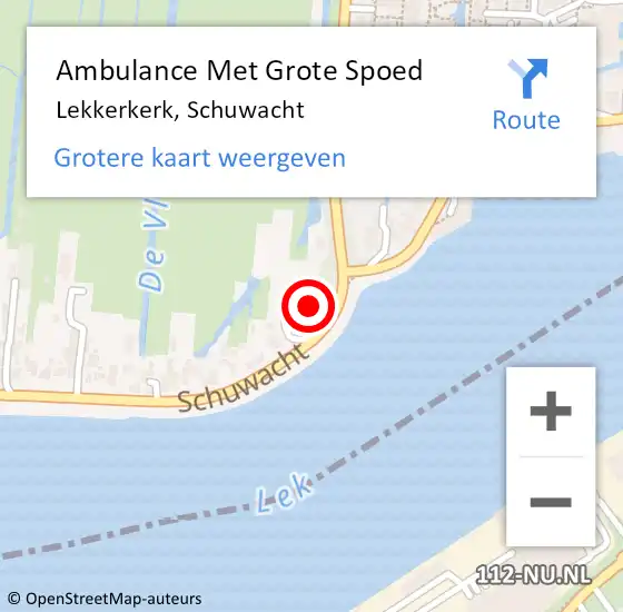 Locatie op kaart van de 112 melding: Ambulance Met Grote Spoed Naar Lekkerkerk, Schuwacht op 29 december 2023 18:40