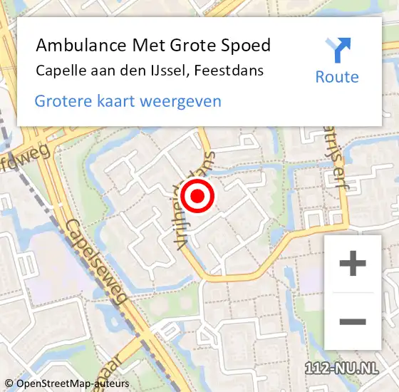 Locatie op kaart van de 112 melding: Ambulance Met Grote Spoed Naar Capelle aan den IJssel, Feestdans op 29 december 2023 19:58