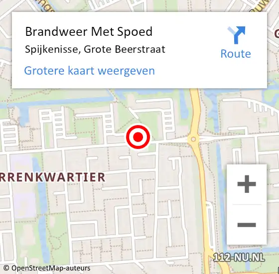 Locatie op kaart van de 112 melding: Brandweer Met Spoed Naar Spijkenisse, Grote Beerstraat op 29 december 2023 20:04