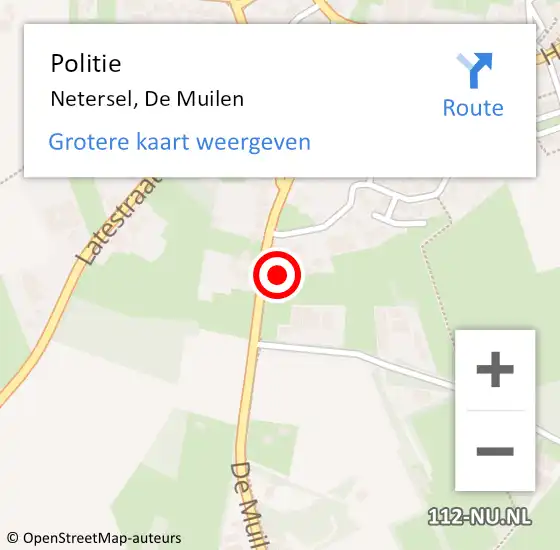 Locatie op kaart van de 112 melding: Politie Netersel, De Muilen op 29 december 2023 20:27