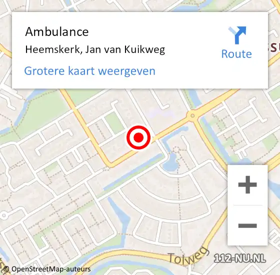 Locatie op kaart van de 112 melding: Ambulance Heemskerk, Jan van Kuikweg op 29 december 2023 21:03
