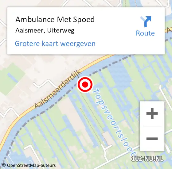 Locatie op kaart van de 112 melding: Ambulance Met Spoed Naar Aalsmeer, Uiterweg op 29 december 2023 21:14