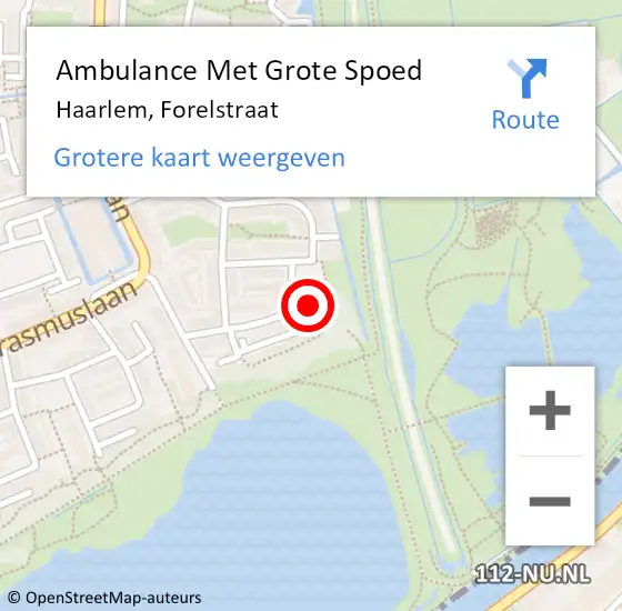 Locatie op kaart van de 112 melding: Ambulance Met Grote Spoed Naar Haarlem, Forelstraat op 29 december 2023 21:59