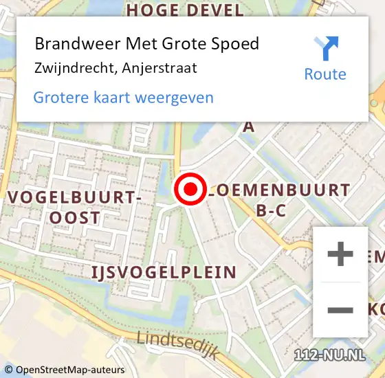 Locatie op kaart van de 112 melding: Brandweer Met Grote Spoed Naar Zwijndrecht, Anjerstraat op 29 december 2023 23:15