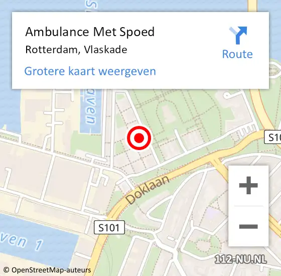 Locatie op kaart van de 112 melding: Ambulance Met Spoed Naar Rotterdam, Vlaskade op 29 december 2023 23:19