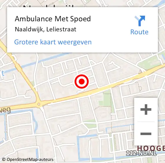 Locatie op kaart van de 112 melding: Ambulance Met Spoed Naar Naaldwijk, Leliestraat op 30 december 2023 07:41