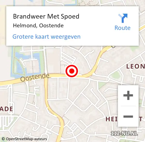 Locatie op kaart van de 112 melding: Brandweer Met Spoed Naar Helmond, Oostende op 30 december 2023 09:37