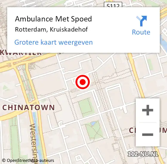 Locatie op kaart van de 112 melding: Ambulance Met Spoed Naar Rotterdam, Kruiskadehof op 30 december 2023 10:37