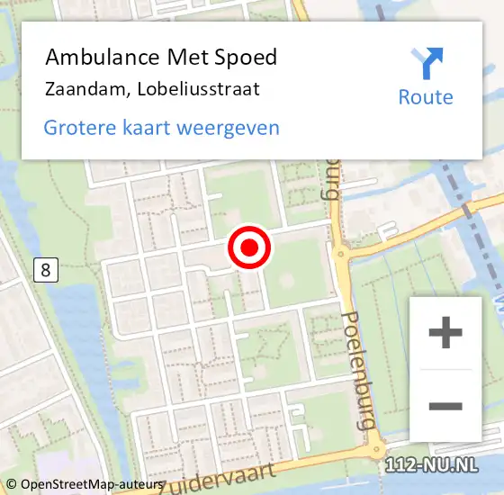 Locatie op kaart van de 112 melding: Ambulance Met Spoed Naar Zaandam, Lobeliusstraat op 30 december 2023 11:44
