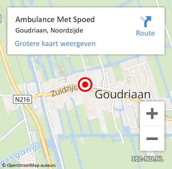 Locatie op kaart van de 112 melding: Ambulance Met Spoed Naar Goudriaan, Noordzijde op 30 december 2023 11:55
