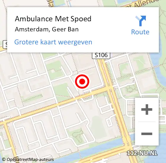 Locatie op kaart van de 112 melding: Ambulance Met Spoed Naar Amsterdam, Geer Ban op 30 december 2023 12:05